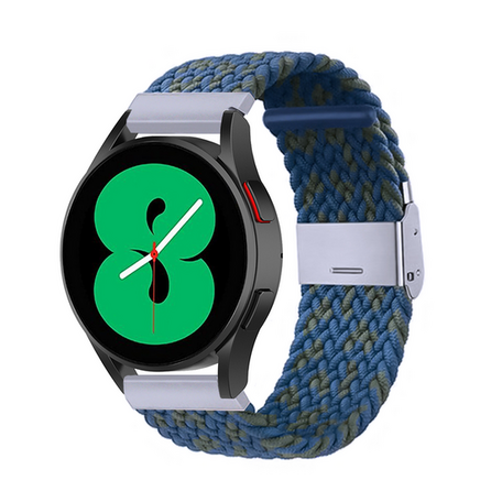 Braided nylon bandje - Blauw / groen gemêleerd - Samsung Galaxy Watch Active 2