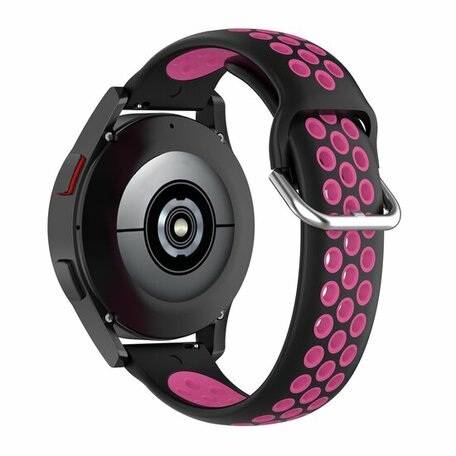 Siliconen sportbandje met gesp - Zwart + roze - Samsung Galaxy Watch Active 2