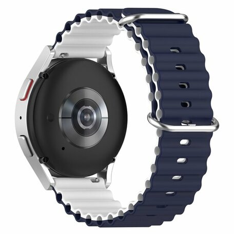 Ocean Style bandje - Donkerblauw / wit - Samsung Galaxy Watch - 42mm