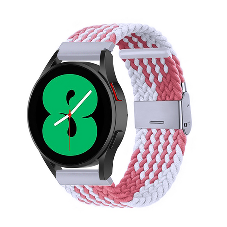 Braided nylon bandje - Wit / roze - Samsung Galaxy Watch - 42mm