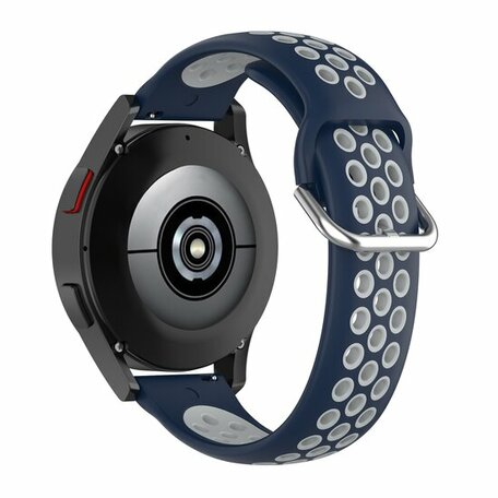 Siliconen sportbandje met gesp - Donkerblauw + grijs - Samsung Galaxy Watch - 42mm