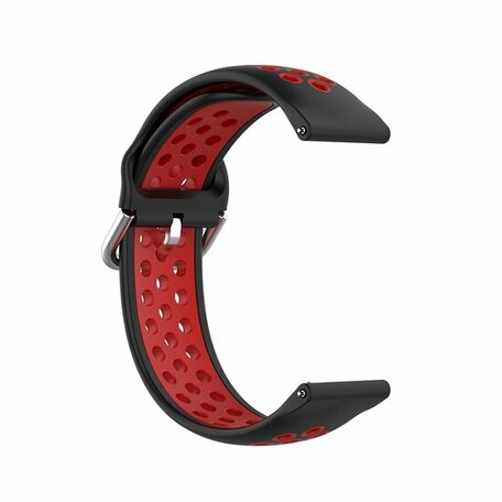 Siliconen sportbandje met gesp - Zwart + rood - Samsung Galaxy Watch - 42mm
