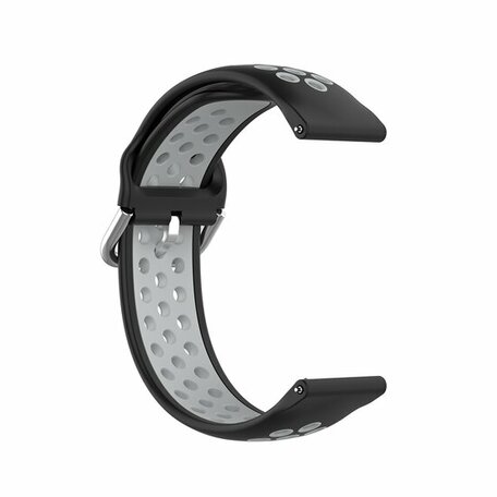 Siliconen sportbandje met gesp - Zwart + grijs - Samsung Galaxy Watch - 42mm
