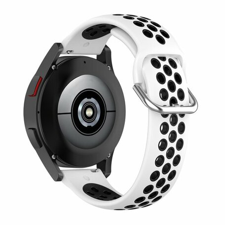 Siliconen sportbandje met gesp - Wit + zwart - Samsung Galaxy Watch - 42mm