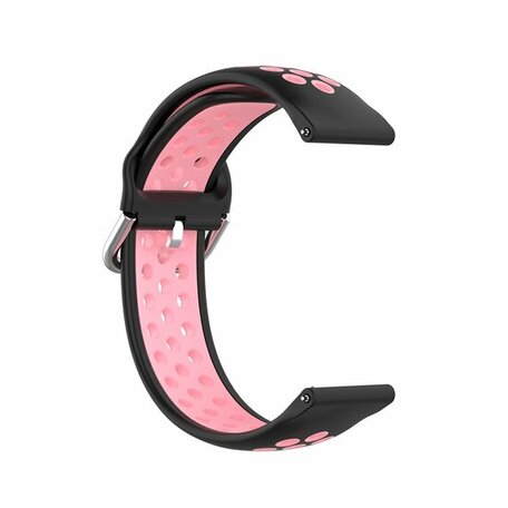 Siliconen sportbandje met gesp - Zwart + roze - Samsung Galaxy Watch - 42mm