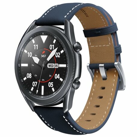 Premium Leather bandje - Donkerblauw - Samsung Galaxy Watch - 42mm