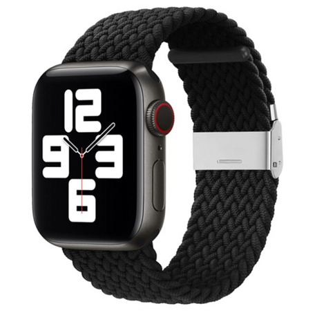 Braided nylon bandje - Zwart - Geschikt voor Apple Watch 38mm / 40mm / 41mm