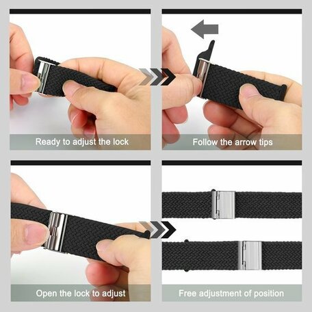 Braided nylon bandje - Zwart - Geschikt voor Apple Watch 38mm / 40mm / 41mm