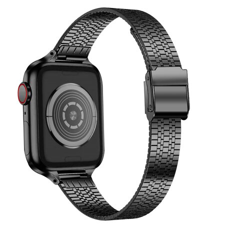 Stainless steel slim fit bandje - Zwart - Geschikt voor Apple Watch 38mm / 40mm / 41mm