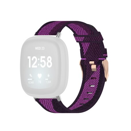 Fitbit Versa 3 & Sense 1 - Canvas nylon bandje - Paars