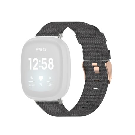 Fitbit Versa 3 & Sense 1 - Canvas bandje - Donkergrijs