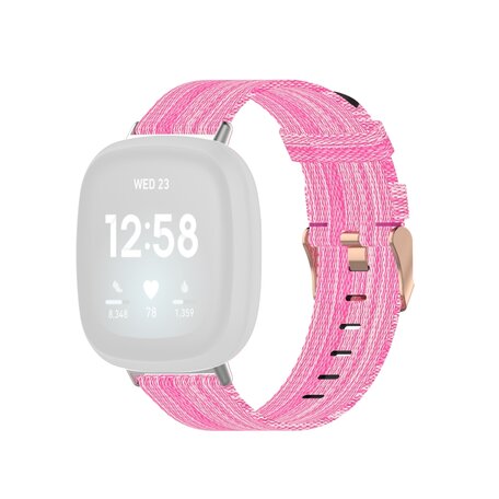 Fitbit Versa 3 & Sense 1 - Canvas nylon bandje - Roze