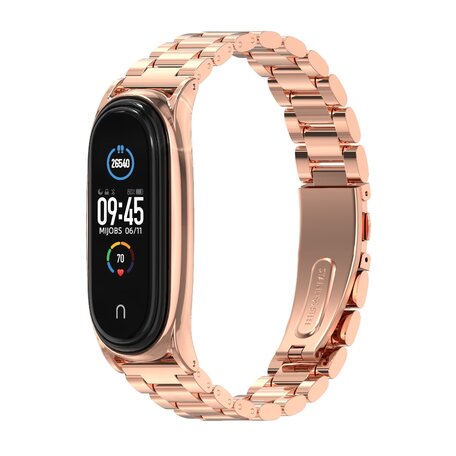 Metalen schakelarmband voor Xiaomi Mi Band 3/4/5/6 - Rose Goud