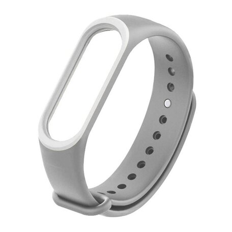 Xiaomi Mi band 3 / 4 / 5 / 6 / 7 bandje Duo color - Grijs met wit