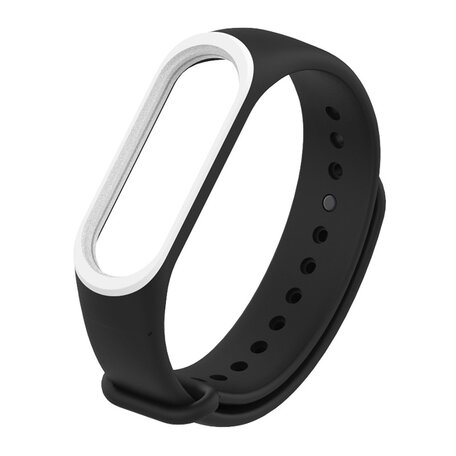 Xiaomi Mi band 3 / 4 / 5 / 6 bandje Duo color - Zwart met wit