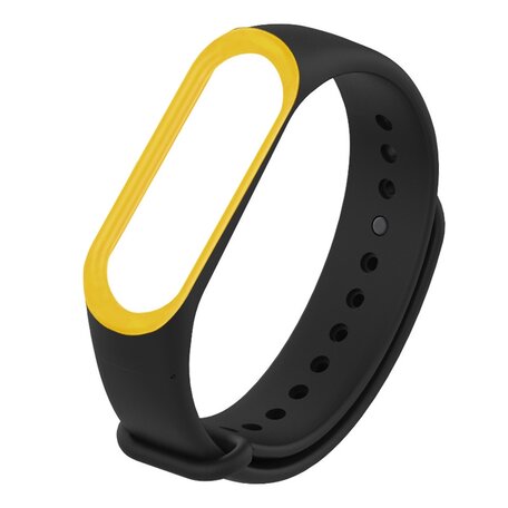 Xiaomi Mi band 3 / 4 / 5 / 6 / 7 bandje Duo color - Zwart met geel