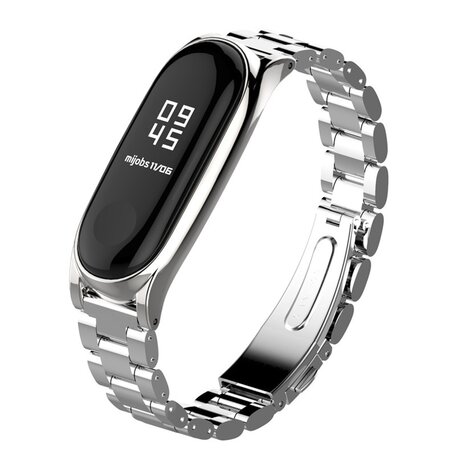 Metalen schakelarmband voor Xiaomi Mi Band 3/4/5/6 / 7 - Zilver