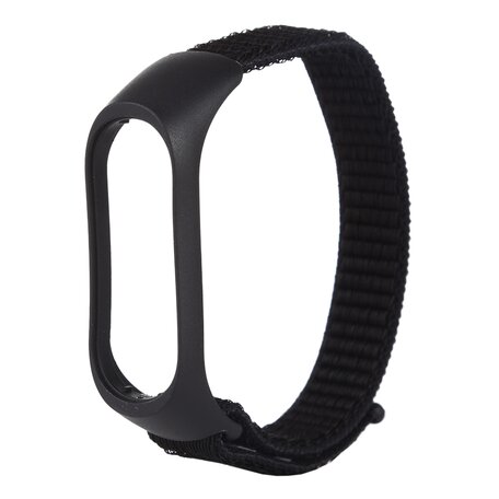 Nylon Geweven Bandje Xiaomi Mi Band 3 / 4 / 5 / 6 / 7 - Zwart