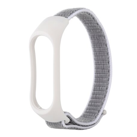 Nylon Geweven Bandje Xiaomi Mi Band 3 / 4 / 5 / 6 / 7 - Wit