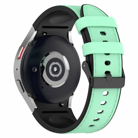 leer + siliconen bandje - Maat: large - Groen - Samsung Galaxy Watch 4 - 40mm & 44mm