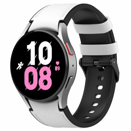leer + siliconen bandje - Maat: small - Wit - Samsung Galaxy Watch 5 Pro - 45mm