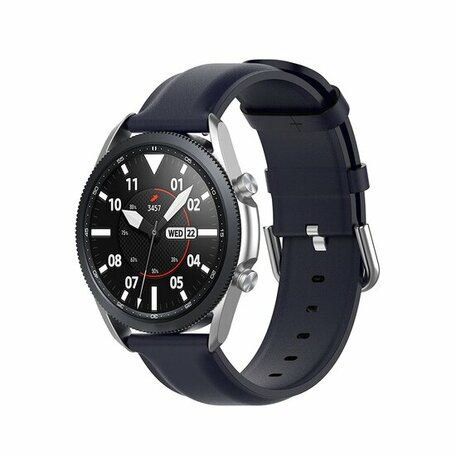 Classic leren bandje - Donkerblauw - Samsung Galaxy Watch 4 Classic - 42mm & 46mm