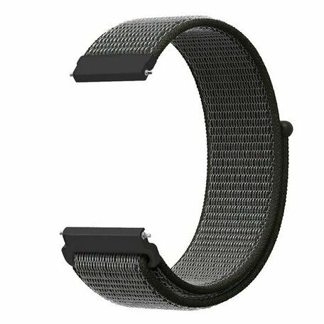 Garmin Vivoactive 4 / 4L - Sport Loop nylon bandje - Donkergroen met grijze band