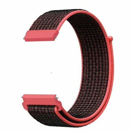 Garmin Vivoactive 4 / 4L - Sport Loop nylon bandje - Roze/zwart