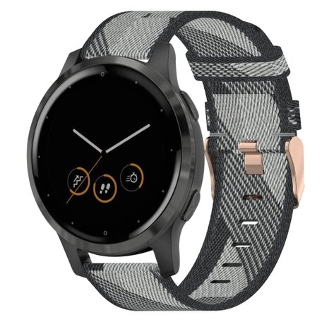 Garmin Vivoactive 4s / Venu 2s / Vivomove 3s / Forerunner 255s - Canvas bandje - Grijs
