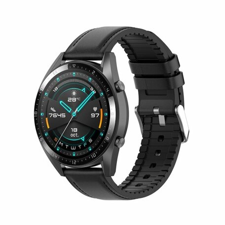 Garmin Vivomove 3 / HR / Luxe / Sport / Style / Trend - leer + siliconen bandje - Zwart