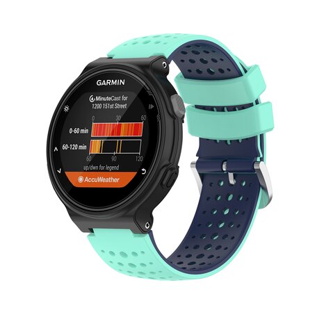 Siliconen Dot Pattern bandje - Turquoise + Donkerblauw - Garmin Forerunner 220 / 230 / 235 / 620 / 630 / 735 (XT)