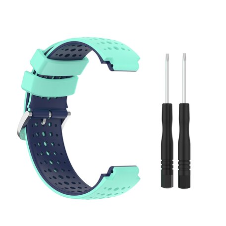 Siliconen Dot Pattern bandje - Turquoise + Donkerblauw - Garmin Forerunner 220 / 230 / 235 / 620 / 630 / 735 (XT)