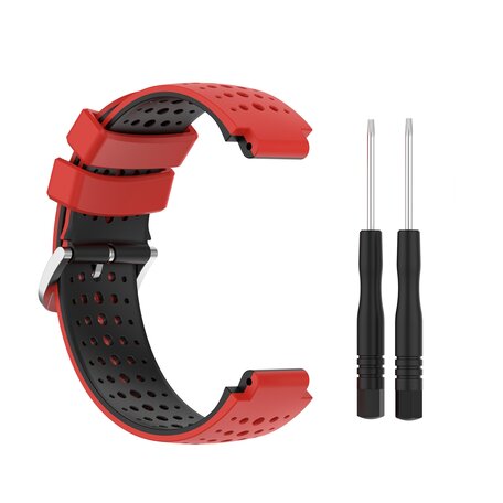 Siliconen Dot Pattern bandje - Rood + zwart - Garmin Forerunner 220 / 230 / 235 / 620 / 630 / 735 (XT)