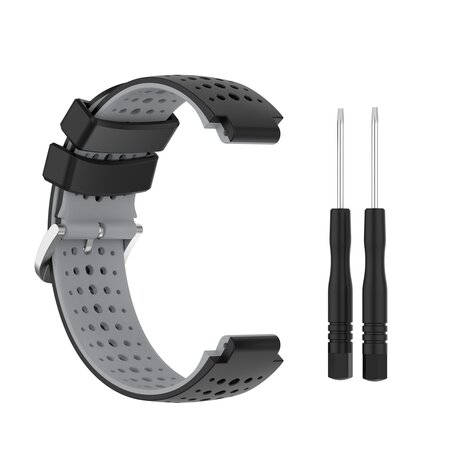 Siliconen Dot Pattern bandje - Zwart + grijs - Garmin Forerunner 220 / 230 / 235 / 620 / 630 / 735 (XT)