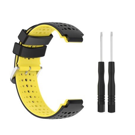 Siliconen Dot Pattern bandje - Zwart + geel - Garmin Forerunner 220 / 230 / 235 / 620 / 630 / 735 (XT)