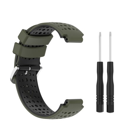 Siliconen Dot Pattern bandje - Donkergroen + zwart - Garmin Forerunner 220 / 230 / 235 / 620 / 630 / 735 (XT)