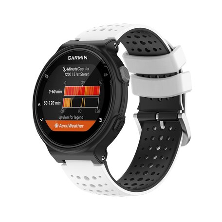 Siliconen Dot Pattern bandje - Wit + zwart - Garmin Forerunner 220 / 230 / 235 / 620 / 630 / 735 (XT)