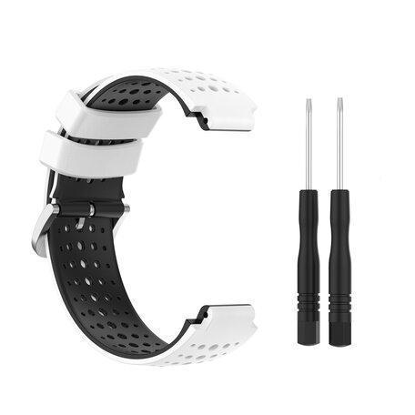 Siliconen Dot Pattern bandje - Wit + zwart - Garmin Forerunner 220 / 230 / 235 / 620 / 630 / 735 (XT)