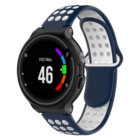 Siliconen sportbandje - Blauw + wit - Garmin Forerunner 220 / 230 / 235 / 620 / 630 / 735 (XT)