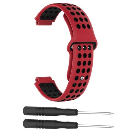 Siliconen sportbandje - Rood + zwart - Garmin Forerunner 220 / 230 / 235 / 620 / 630 / 735 (XT)