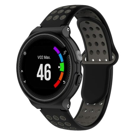 Siliconen sportbandje - Zwart + grijs - Garmin Forerunner 220 / 230 / 235 / 620 / 630 / 735 (XT)