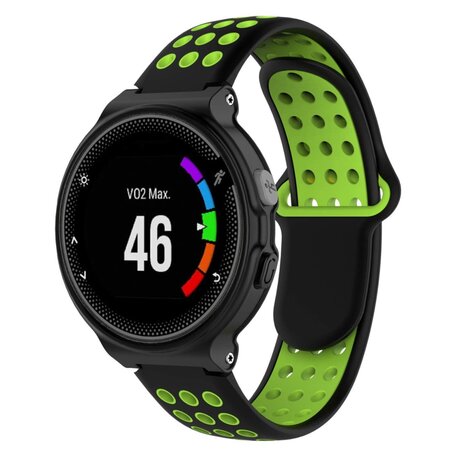 Siliconen sportbandje - Zwart + groen - Garmin Forerunner 220 / 230 / 235 / 620 / 630 / 735 (XT)