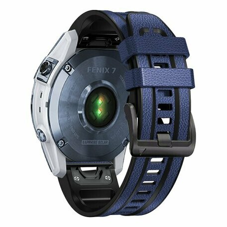 leer + siliconen bandje - Blauw - Garmin Forerunner 745 / 935 / 945 / 955 / 965