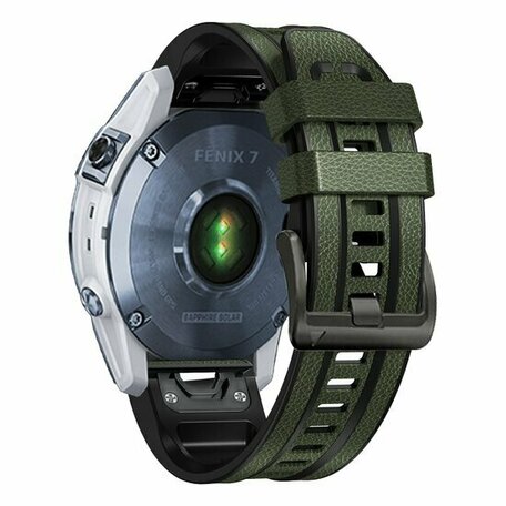 leer + siliconen bandje - Groen - Garmin Forerunner 745 / 935 / 945 / 955 / 965