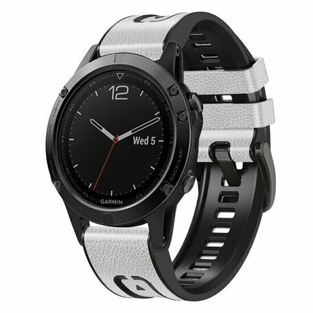 leer + siliconen bandje - Wit - Garmin Forerunner 745 / 935 / 945 / 955 / 965