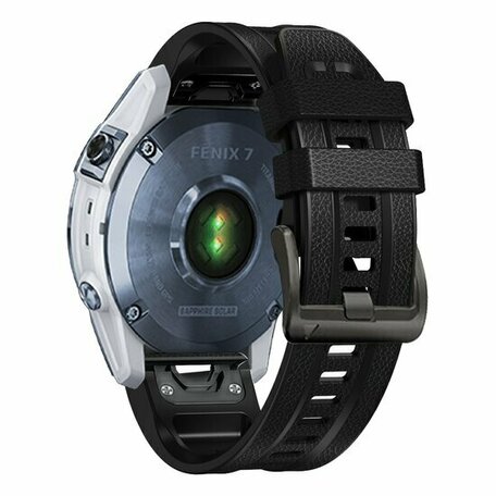 leer + siliconen bandje - Zwart - Garmin Forerunner 745 / 935 / 945 / 955 / 965