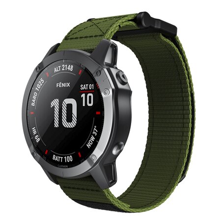 Nylon Loop bandje - Army Green - Garmin Fenix 7X / 6X / 5X