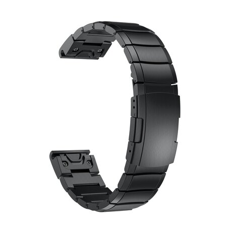 Stainless steel schakelband - Zwart - Garmin Fenix 7X / 6X / 5X