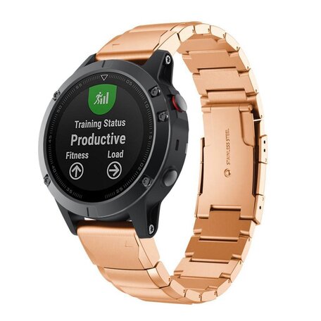 Stainless steel schakelband - Rosé goud - Garmin Fenix 7S / 6S / 5S & Instinct 2s