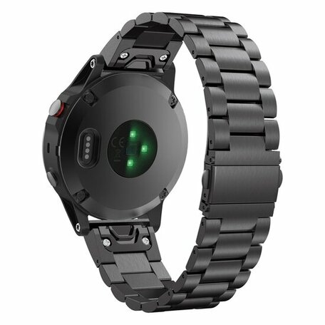 Stalen schakelband - Zwart - Garmin Fenix 7S / 6S / 5S & Instinct 2s